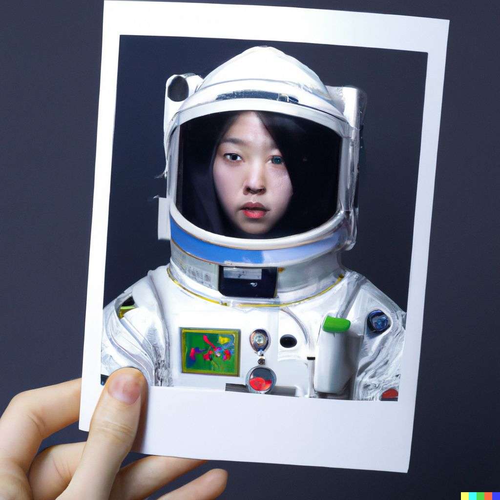 an astronaut, photograph, Polaroid